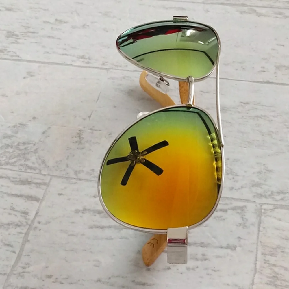 New Boutique Men's Genuine Bamboo Polarized Aviator Sunglasses